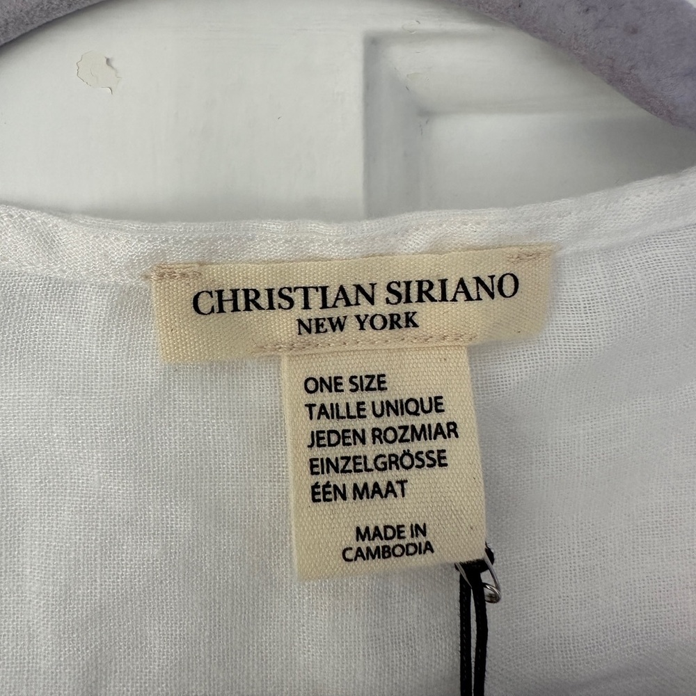 NWT Christian Siriano Tie Front White Linen Cover Up Shawl Shirt, One Size - Picture 5 of 7